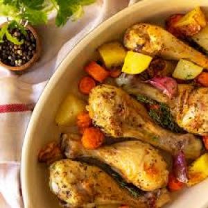 JAMONCITOS DE POLLO AL HORNO A LA JARDINERA